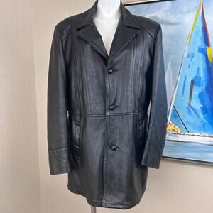 Vintage Reed Black Leather Coat size XL